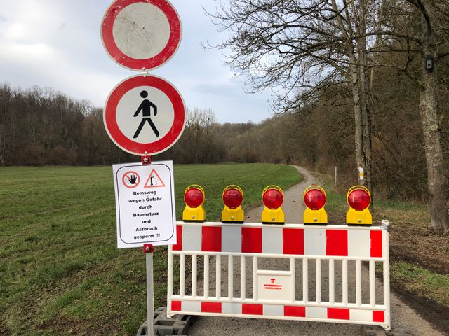 Remsweg zwischen Neckarrems und Waiblingen für Fußgänger und Radfahrer gesperrt